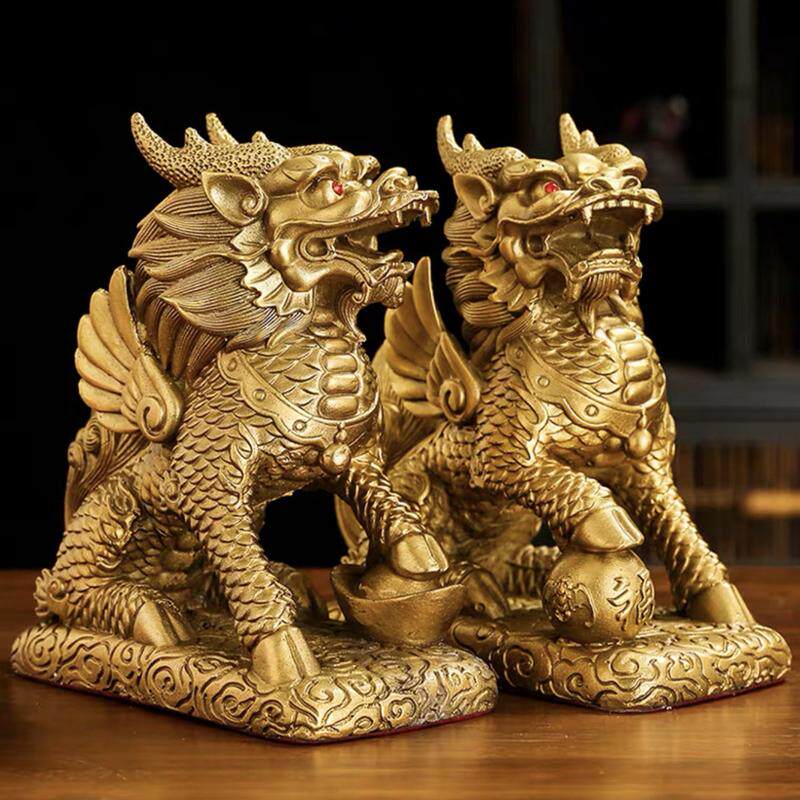 大型一对铜麒麟铜摆件麒麟雕刻雕塑酒店门口麒麟神兽铜雕工艺品
