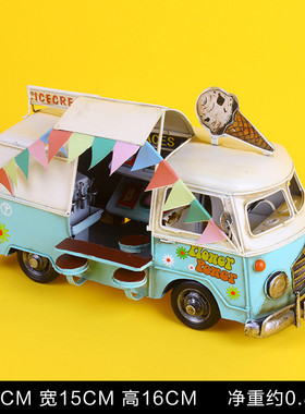 创意复古双层铁皮巴士模型老爷车静态金属创意批发模型橱窗摆件