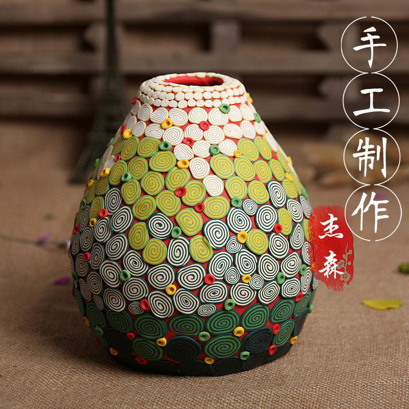 软陶瓶家居摆件制作软陶花瓶纯手工婚庆工艺品插花瓶厂家直销