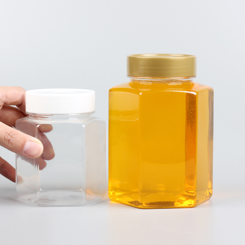 蜂蜜瓶塑料瓶1斤方形六角杂粮密封罐透明干果豆类厨房食品储物盒