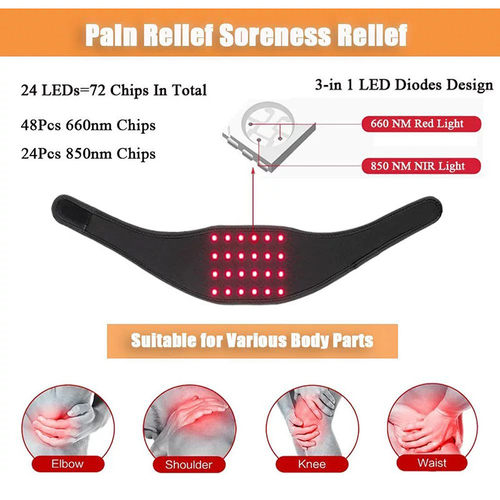 热销颈带红光理疗led24leds660/850红光理疗手腕带颈带下巴红光理