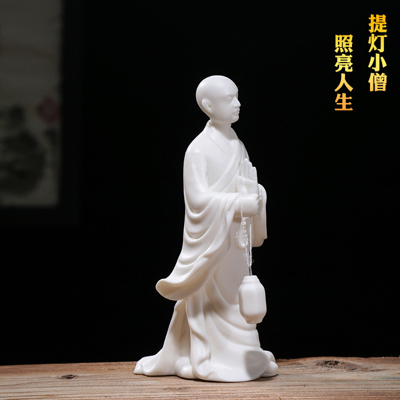 禅意精品陶瓷人物小和尚桌面礼僧小沙弥摆件创意书房客厅装饰摆设