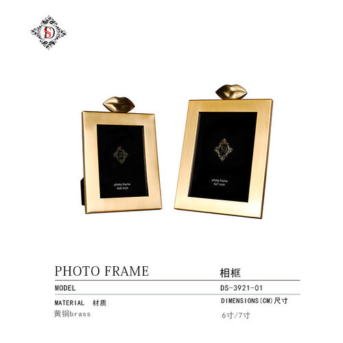 简约轻奢黄铜相框6寸7寸创意艺术品相框摆台样板房欧式装饰品定制