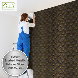 拉丝金色韶华家居改装 金属funlife银孔雀羽毛墙贴纸swp063 贴美式