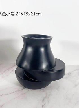 现代北欧极简层叠错位花瓶客厅插花干花器摆件软装家居样板房饰品