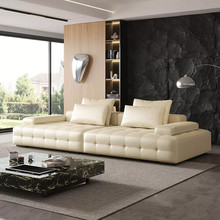 意式极简真皮沙发豪华客厅皮艺沙发直排多人位劳伦斯真皮沙发组合