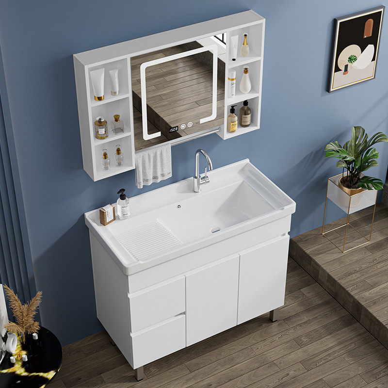 新款陶瓷洗衣柜阳台洗衣池洗手洗脸盆实木浴室柜落地式组合柜带搓,家装主材,浴室柜组合,淘宝优惠券,粉丝福利购,淘宝优惠卷