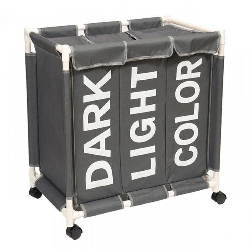 洗衣篮脏衣服收纳筐大容量分格脏衣篓家用北欧布艺带轮分格