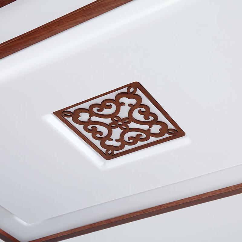 现代新中式方形海棠木灯饰艺木吸顶灯新品led客厅卧室6037