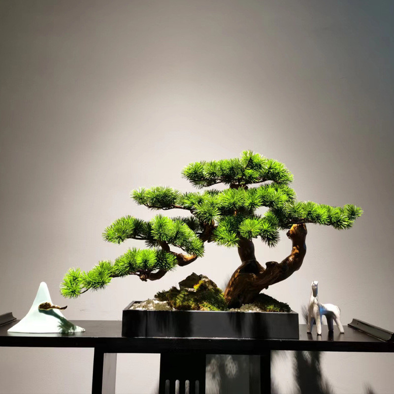 仿真绿植迎客松造景装饰盆景室内仿真植物造型仿真树工程厂家批发