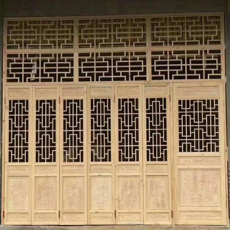 仿古建筑门窗格栅镂空花格中式实木隔断屏风玄关雕刻加工上门测量