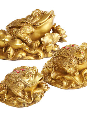 杨铜记工艺品摆件新款金蟾铜器批发三足蟾荷叶金蟾荷花蟾