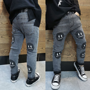 2025春秋装男童黑灰色牛仔小脚韩版铅笔裤瘦版儿童长裤潮