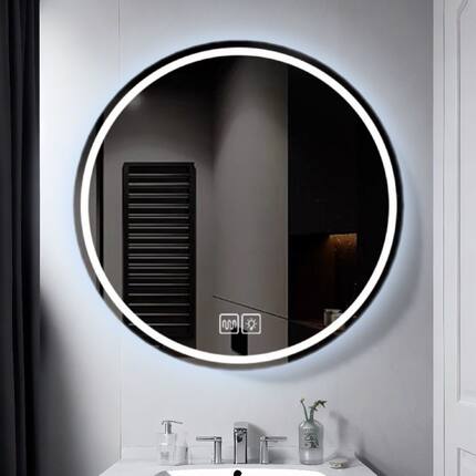 酒店智能化妆镜led灯浴室镜厕所挂墙浴室柜发光卫生间圆镜ins