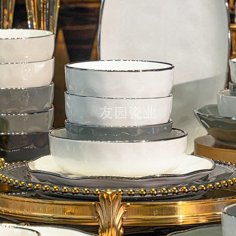 餐具套装轻奢高级感乔迁碗碟套装家用2023新款碗盘筷子景德镇陶瓷