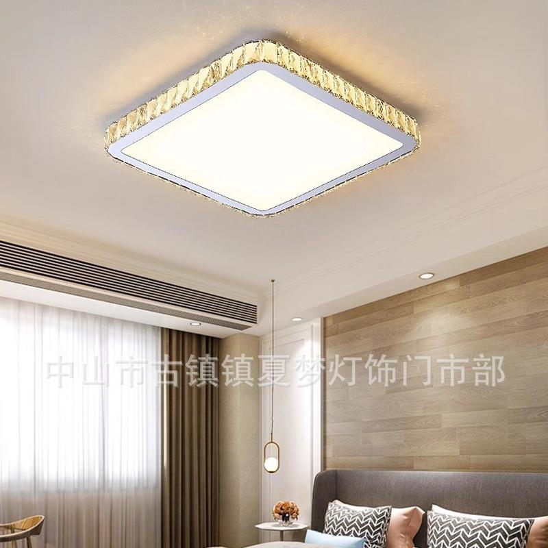 卧室灯现代简约创意书房主卧房间阳台圆形led吸顶灯客厅水晶灯饰