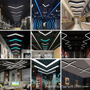 v形led箭头造型灯办公室台球厅走廊过道健身房网吧工业风创意吊灯