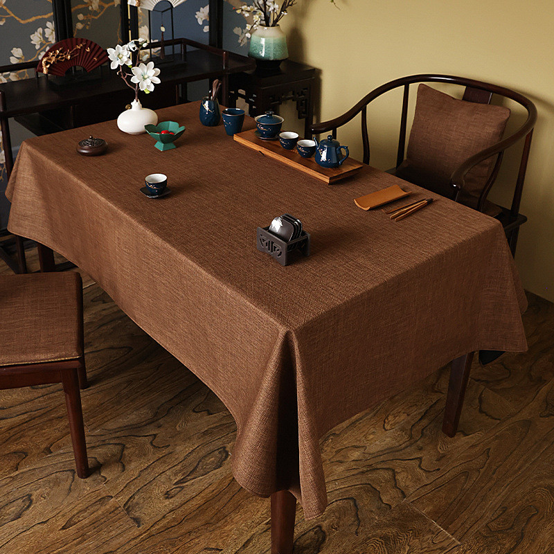 新中式桌布长方形茶几布书法会议台布茶台布艺长条茶桌布棉麻质感