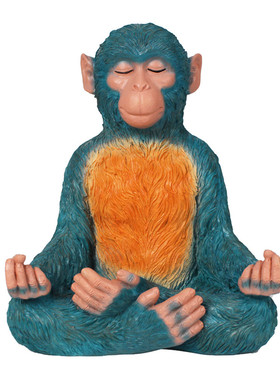 户外庭院树脂猿猴子摆件花园草坪动物蓝工艺品装饰批发