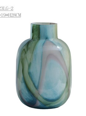 怡露大肚现代简约小口水墨彩色玻璃花瓶家居软装插花新品工艺品摆