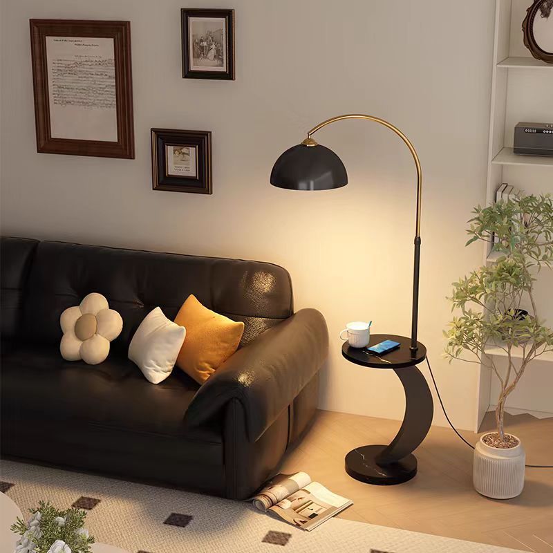 奶油风沙发旁边置物落地灯客厅边几的茶几卧室床头百褶立式台灯