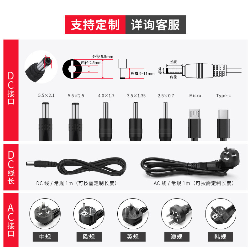 现货12v3a桌面式电源适配器3c认证中规开关电源36w适配器
