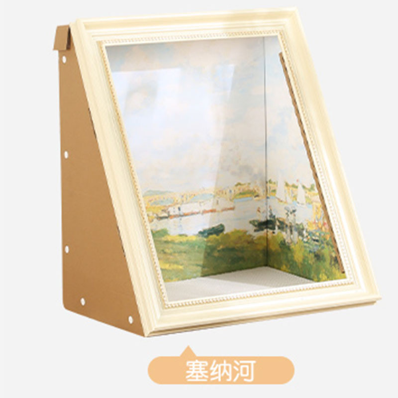 现货直发相框油画猫窝猫抓板一体圣诞猫窝diy创意节日氛围猫房子