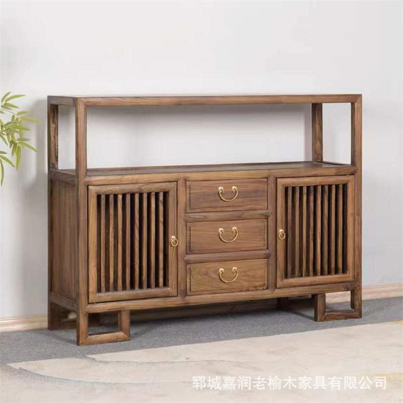 热销老榆木茶水柜门厅柜新中式现代玄关柜储物柜餐边柜简约展示柜