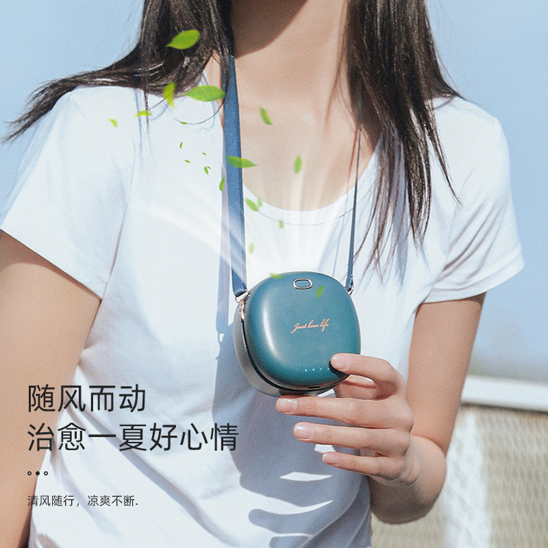 单头挂腰风扇usb充电学生户外便携式小型大风力懒人无叶挂脖风扇