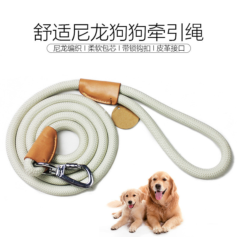 宠物狗狗牵引绳尼龙编织不勒手合金勾扣防咬遛狗绳猫咪牵引绳厂家