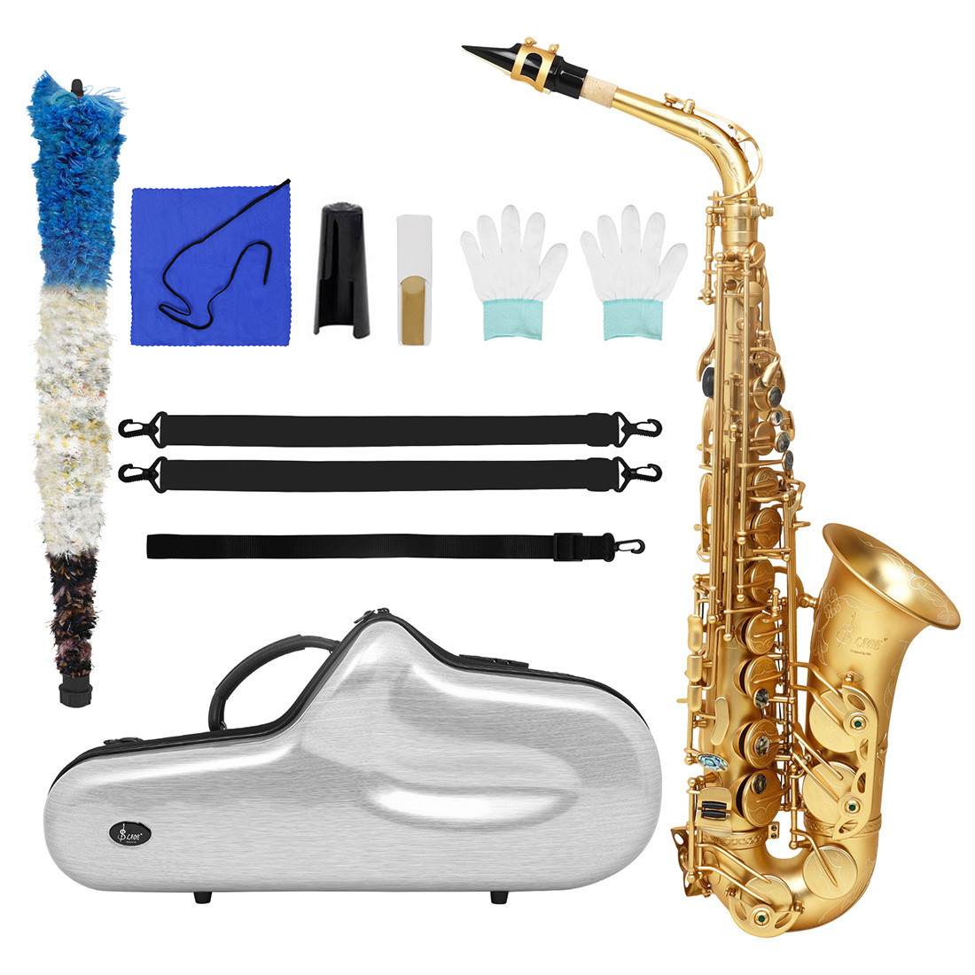 热销lade中音按键萨克斯乐器初学成人演奏降e调鲍鱼壳磨砂中音萨