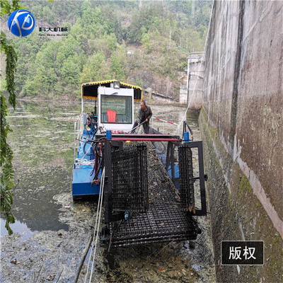 热销全自动水草收割船广东水库水浮莲清理船树枝河里树干垃圾打捞