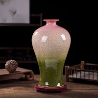 景德鎮(zhèn)裂釉玉片陶瓷花瓶賞瓶家居客廳裝飾瓷器新中式博古架擺件