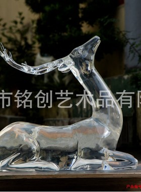 进口透明树脂摆件简约艺术抽象大型装饰水晶玻璃雕塑落地工艺生产