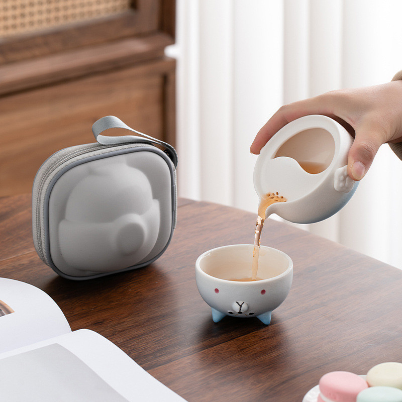 热销快客杯一壶一杯单个人专用手抓泡茶壶便携式女士可爱茶杯旅行