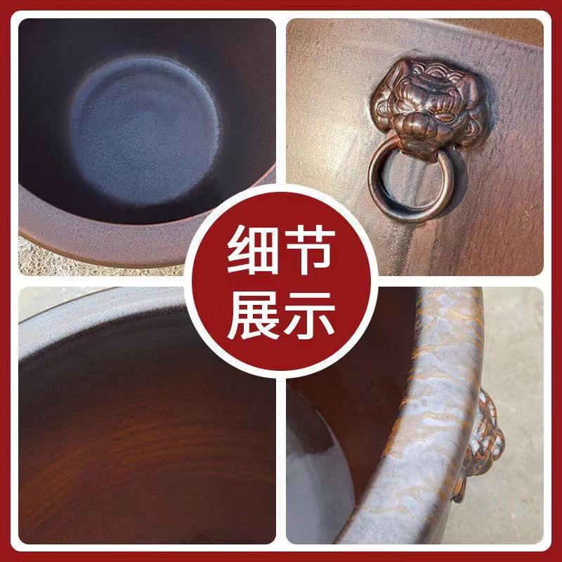 景德镇陶瓷缸庭院狮子头特大号金鱼缸仿古罗汉缸睡莲种树大缸