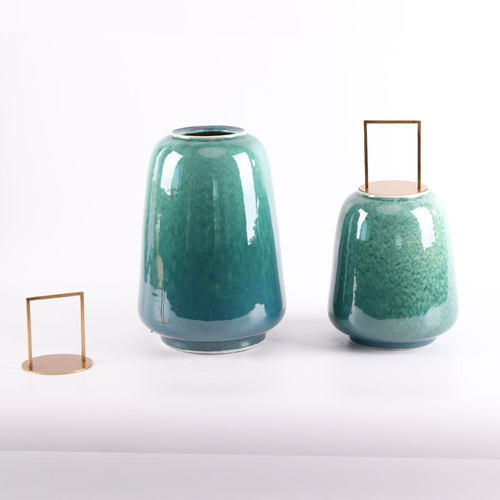 热销新中式翡绿餐边柜装饰罐盖饰物客厅玄关陶瓷酒店大堂摆件软装