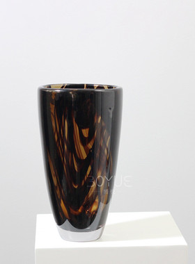 热销琉璃轻奢棕色渲染现代简约花瓶器样板件酒店客厅玄关花艺软装