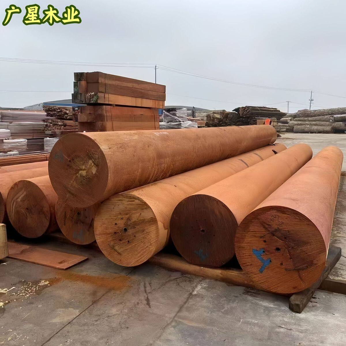 热销菠萝格防腐木木材油性好基地圆柱半柱木制方料古建筑厂家批发