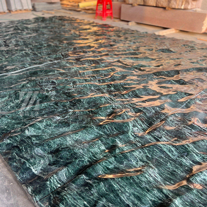 水波纹设计天然大理石景观印度绿黑白根庭院加工酒店景观
