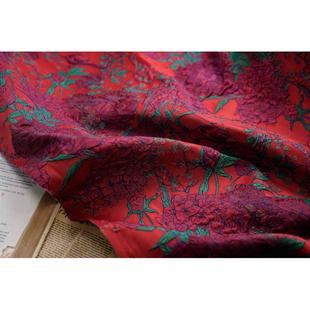 女装 秋款 箱包 鸟语花香布料色织大提花浮雕肌理面料画布风格