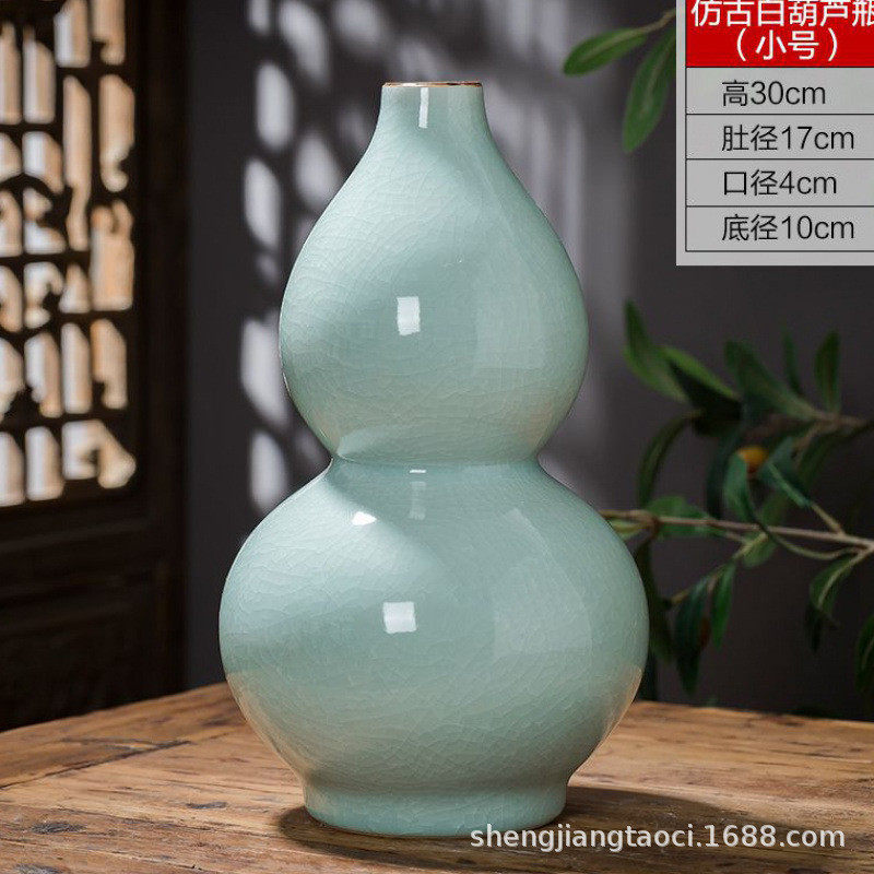 景德镇陶瓷花瓶家居装饰摆件摆细饰开片仿古哥窑白冰片花瓶批发