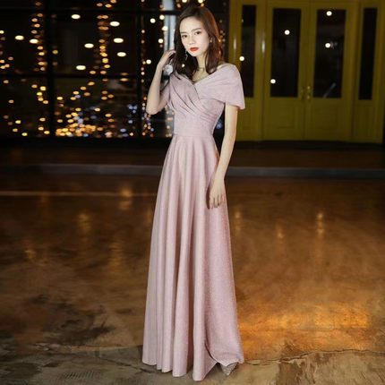 新品敬酒大码晚礼服女2025新款宴会主持人优雅气质年会显瘦演艺考