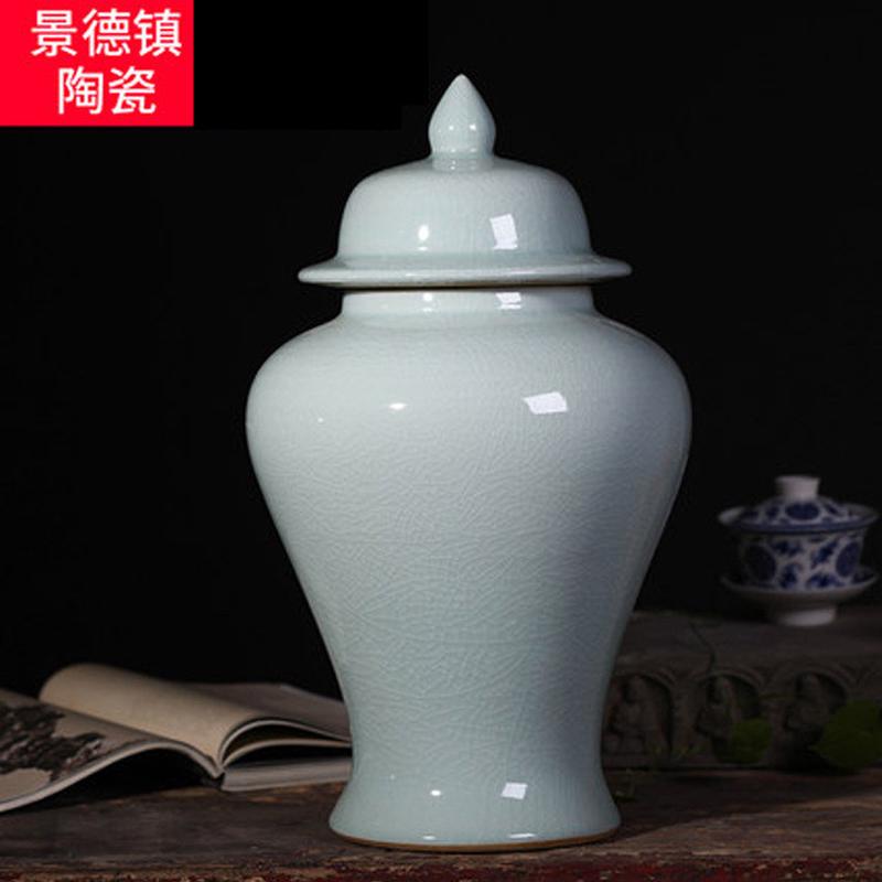 热销陶瓷器仿古客厅花瓶摆件插花官窑裂纹家居将军罐子酒柜摆设