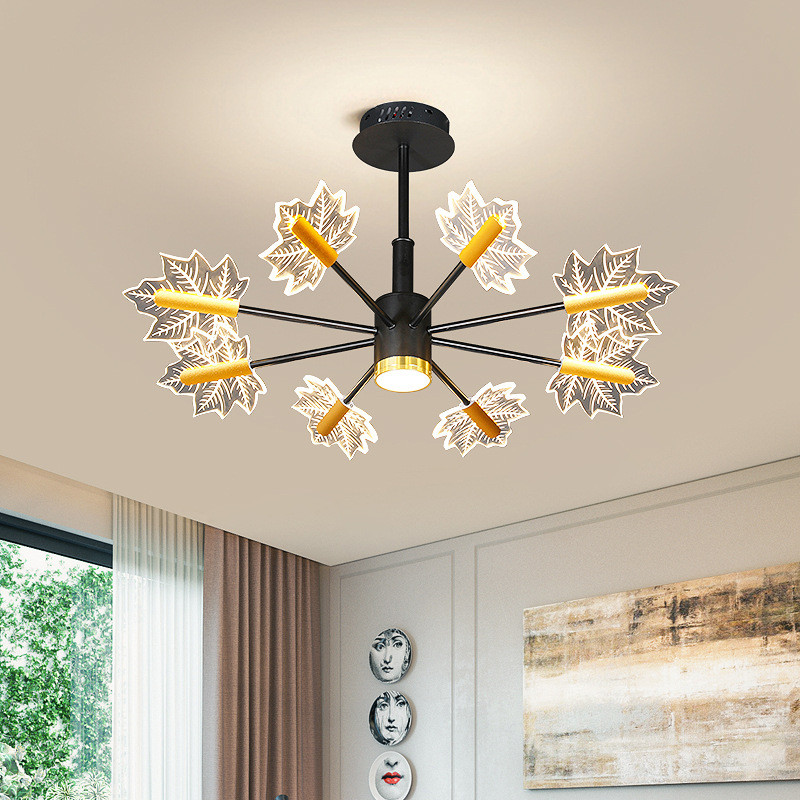 后现代简约客厅轻奢吊灯设计师创意枫叶餐厅灯书房卧室个性灯具