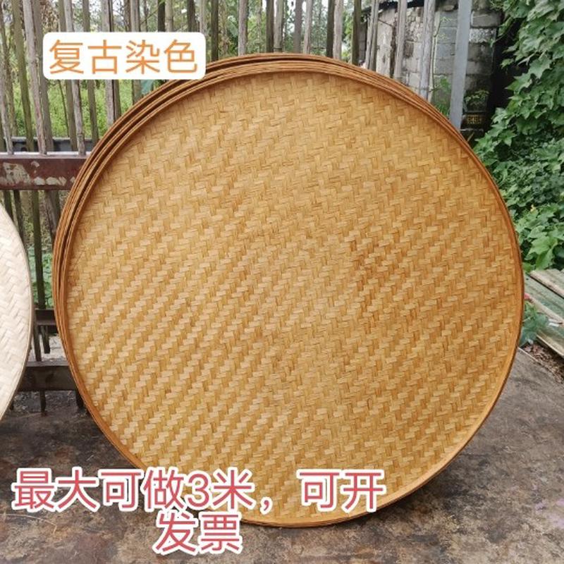 竹编竹簸箕装饰画复古怀旧色圆形挂件农家乐酒店饭店墙饰舞蹈道具图片