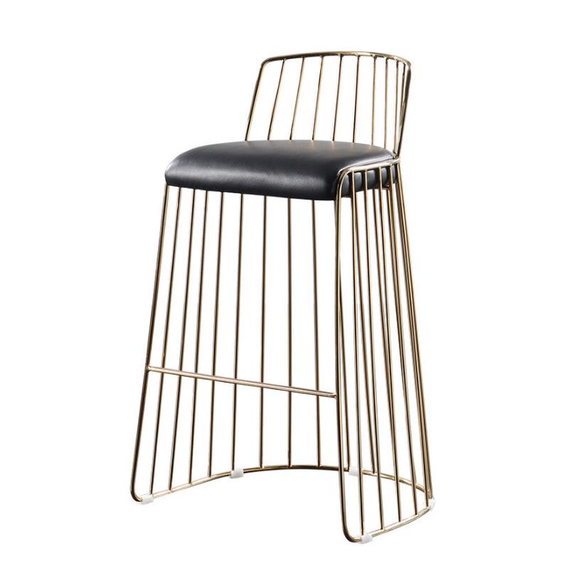 厂家批发轻奢吧椅钛金不锈钢创意酒吧高脚椅靠背酒店前台吧台椅