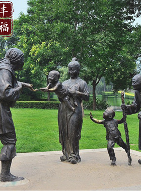 热销铸铜人物雕塑古代寓言故事公园场景景观铜雕景区铜人物小品雕