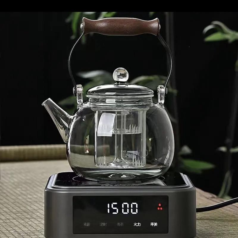 透黑色玻璃围炉煮茶星空提梁壶铜把蒸煮一体内胆烧水壶玻璃泡茶壶