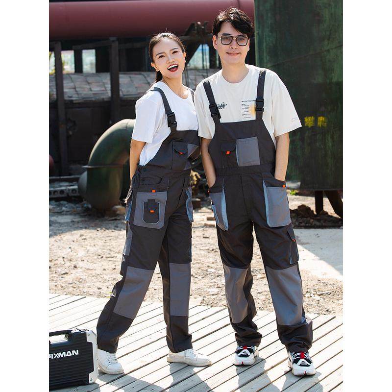 四季上班耐磨连体工作服男机汽修护膝大口袋松紧劳保背带裤定制,男装,工装制服,淘宝优惠券,粉丝福利购,淘宝优惠卷